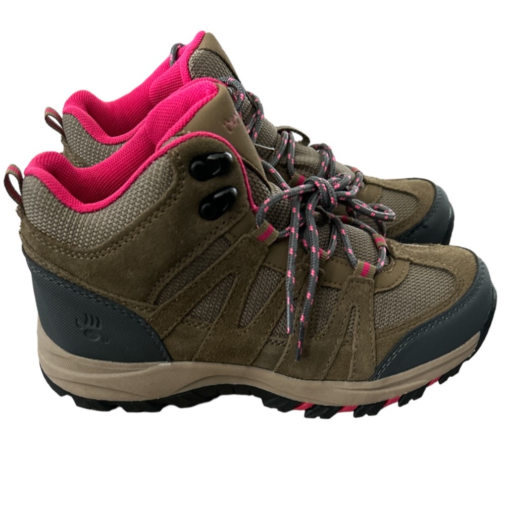 BEARPAW Tan/Pink Leather Hiking Boots Girl's Size 5